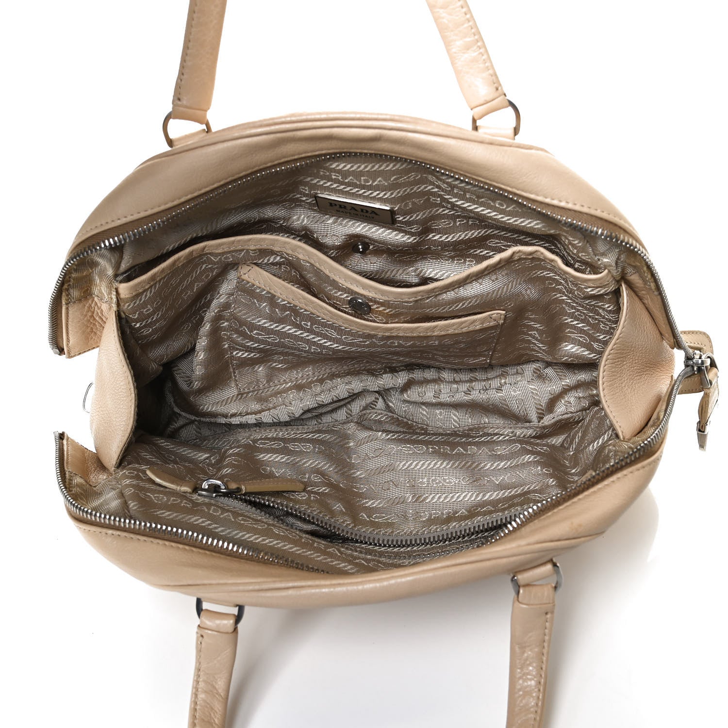 Prada Vitello Daino Bowler Bag Quarzo 6 of 12