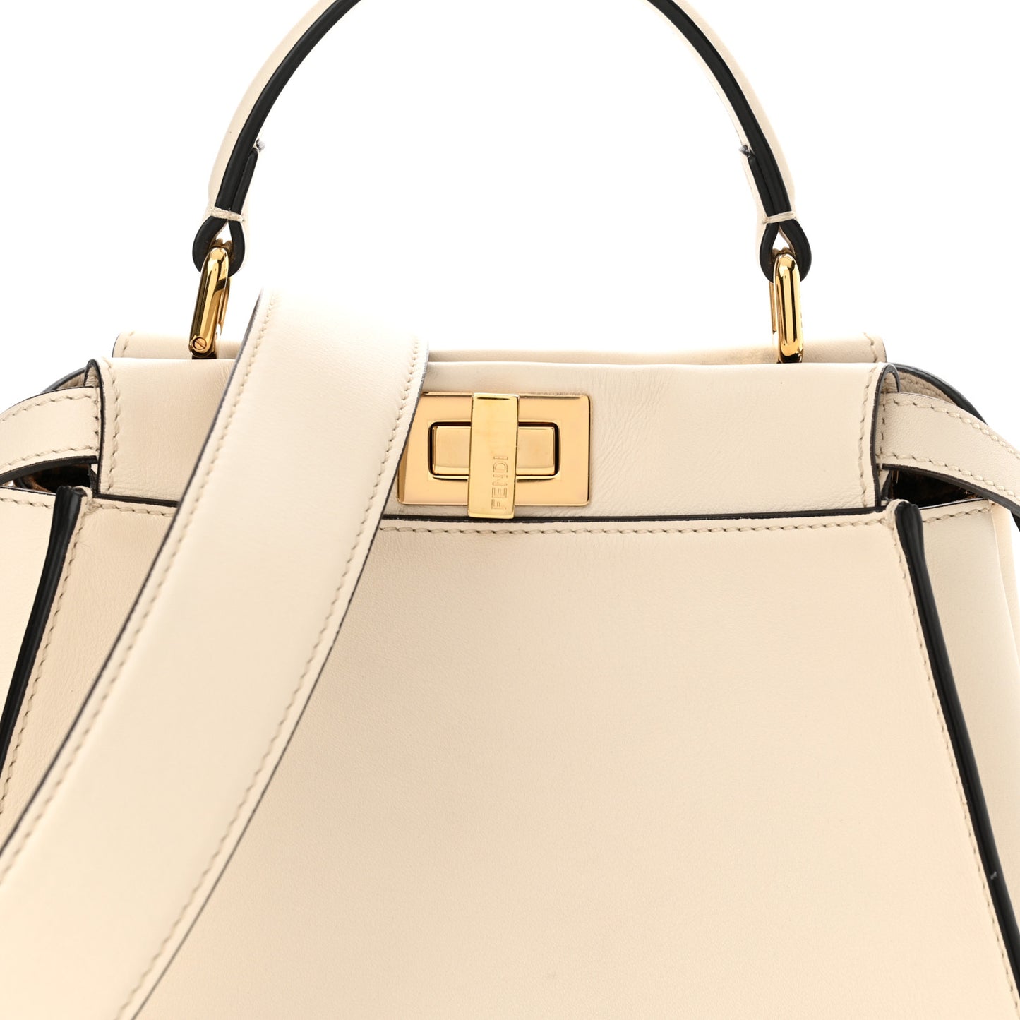 Vitello Seta Suede FF Mini Peekaboo Iconic Satchel Uovo Sigaro Marrone