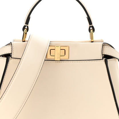 Fendi Vitello Seta Suede FF Mini Peekaboo Iconic Satchel Uovo Sigaro Marrone 8 of 13