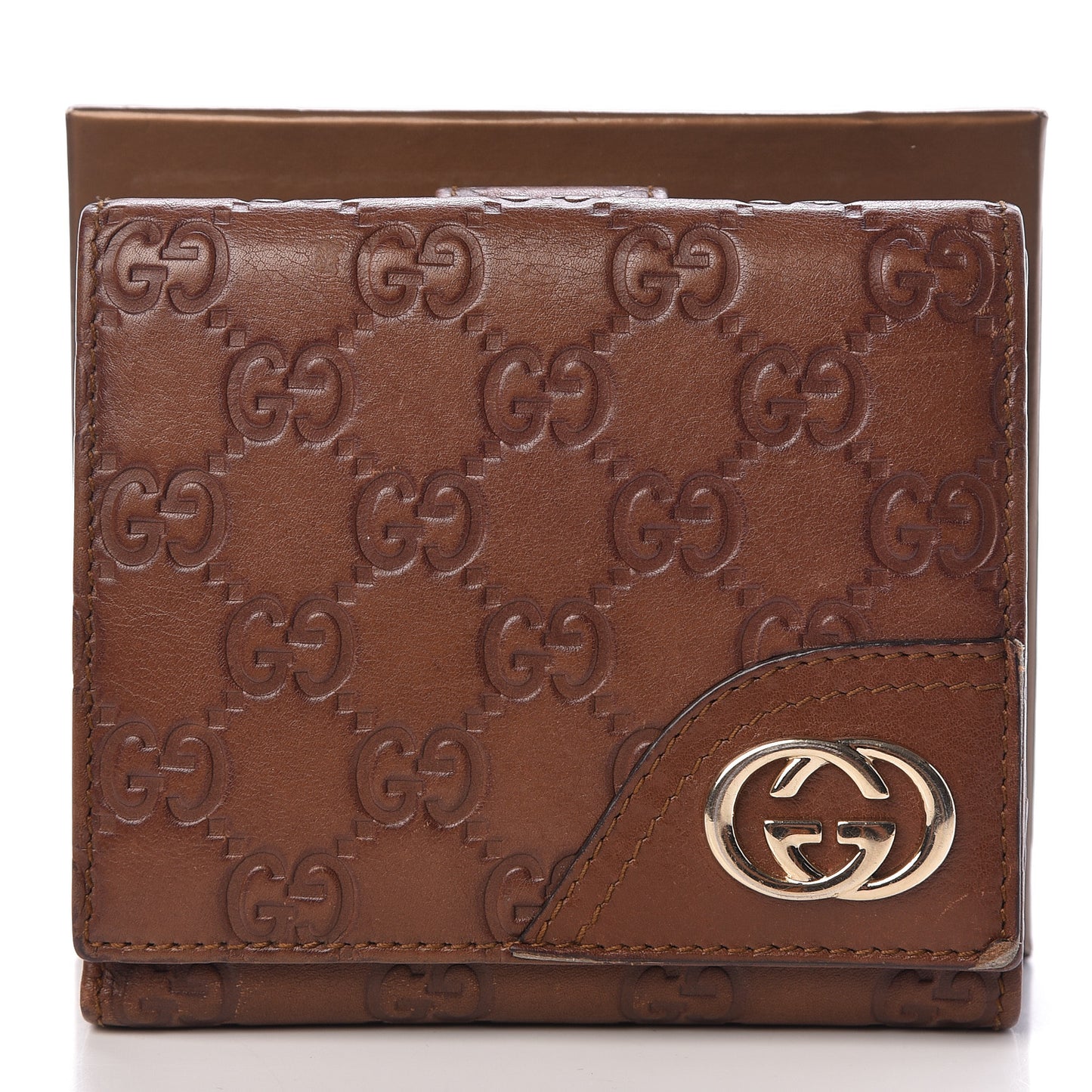 Guccissima New Britt Compact Wallet Brown
