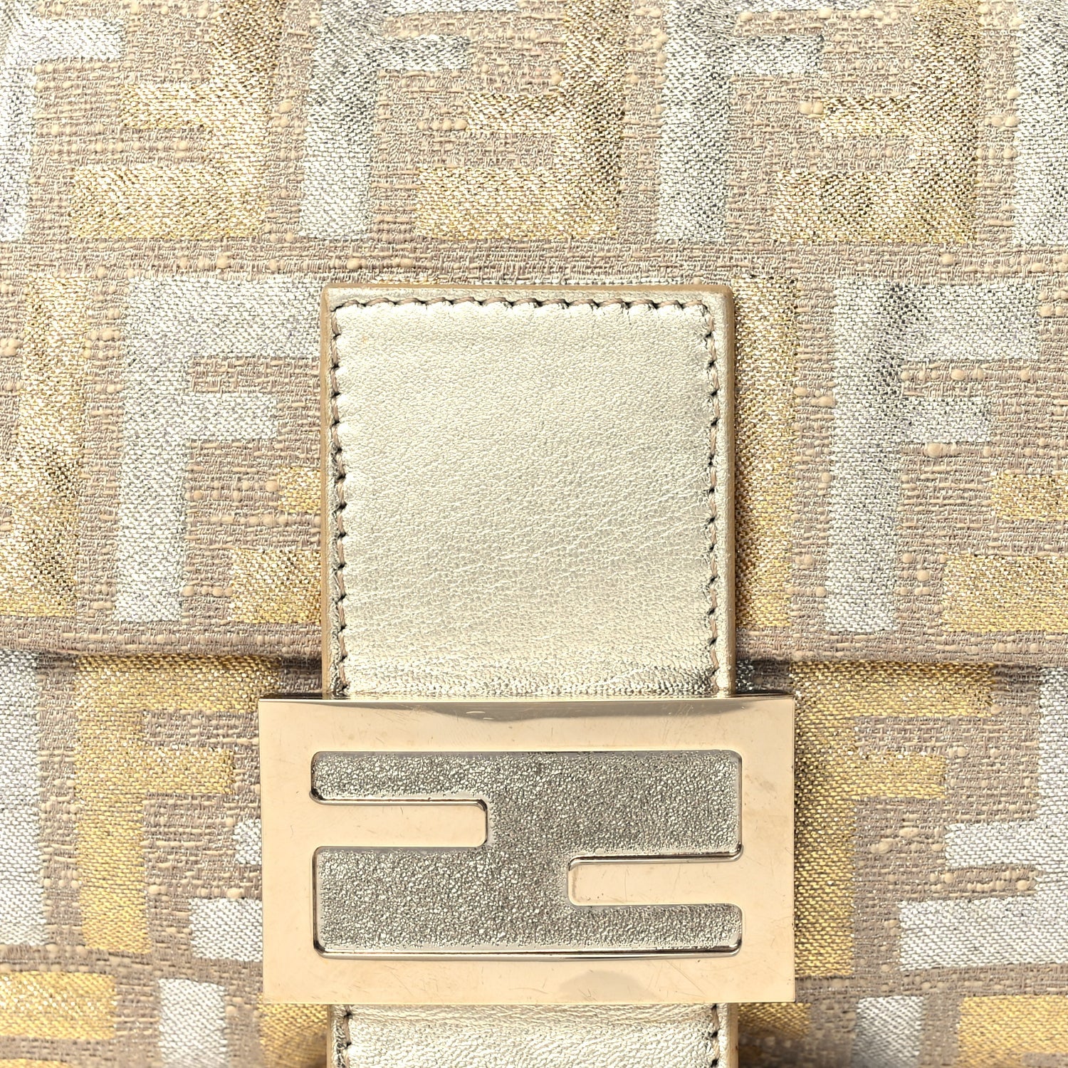 Fendi Metallic Lurex Zucca Baguette Gold Silver 7 of 10