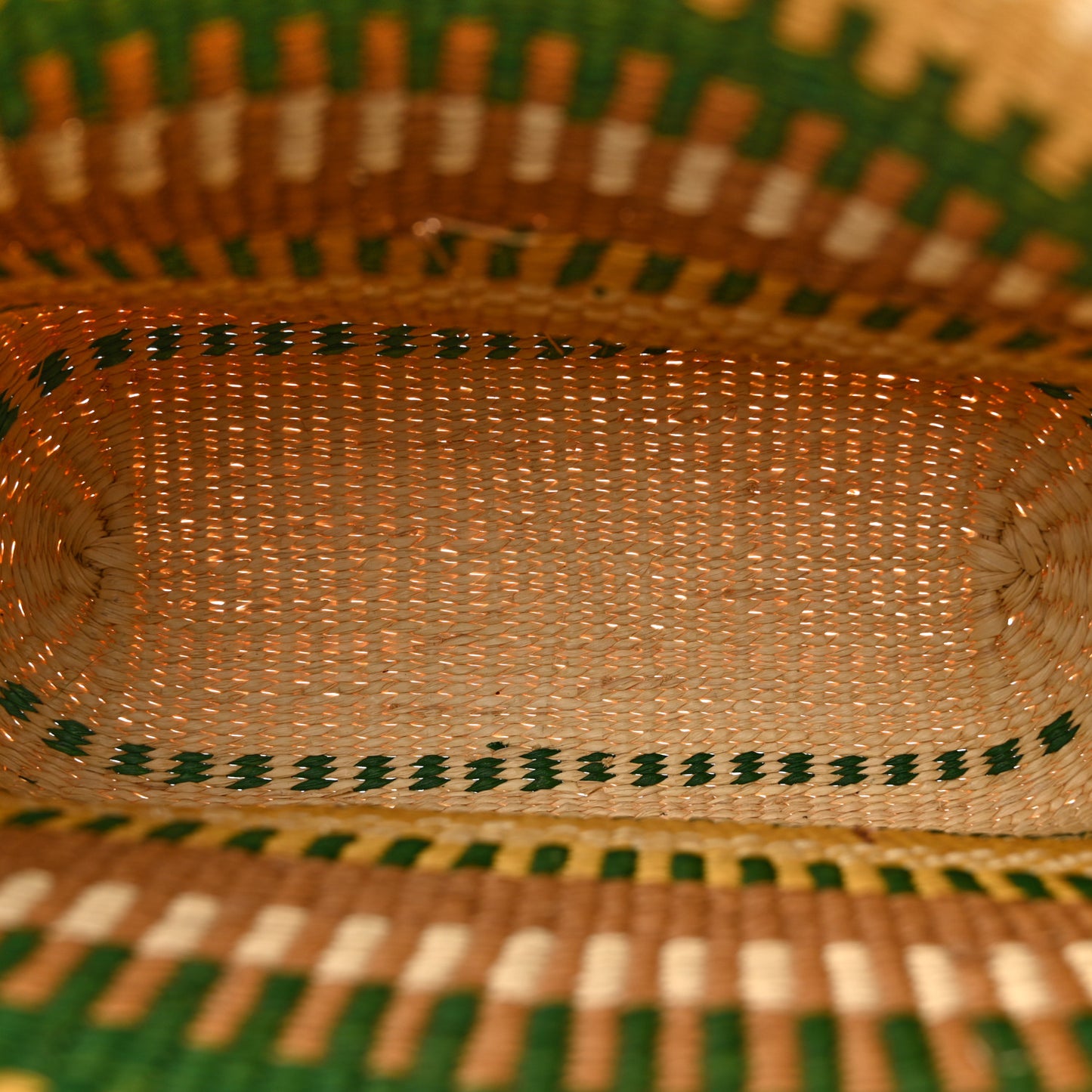 Raffia Square Basket Tote Bag Brown Multicolor