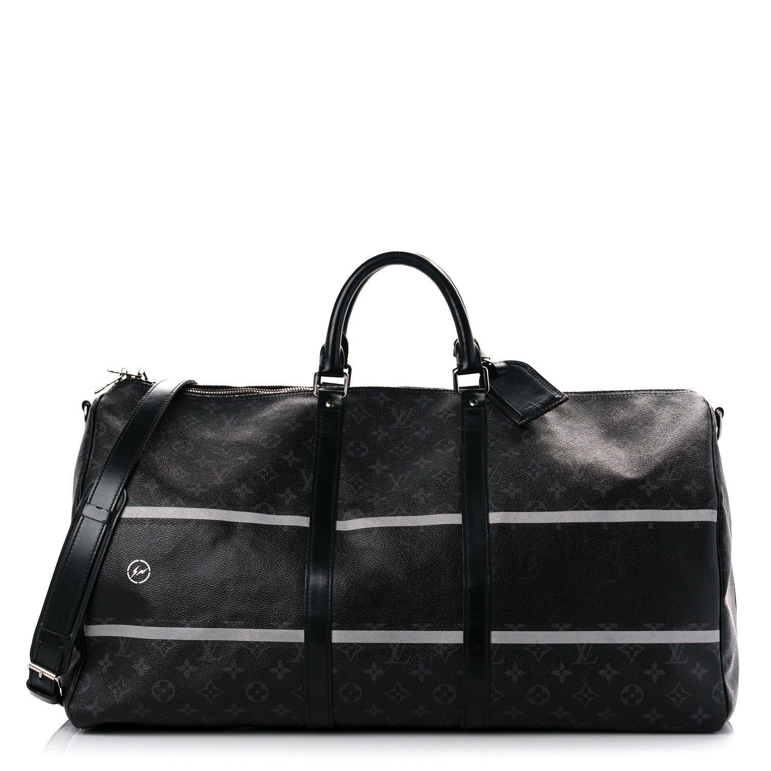 Louis Vuitton X FUJIWARA Monogram Eclipse Flash Fragment Keepall Bandouliere 55 1 of 32