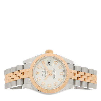 Rolex Stainless Steel 18K Everose Gold Diamond 26mm Oyster Perpetual Datejust Watch White 179171 2 of 5