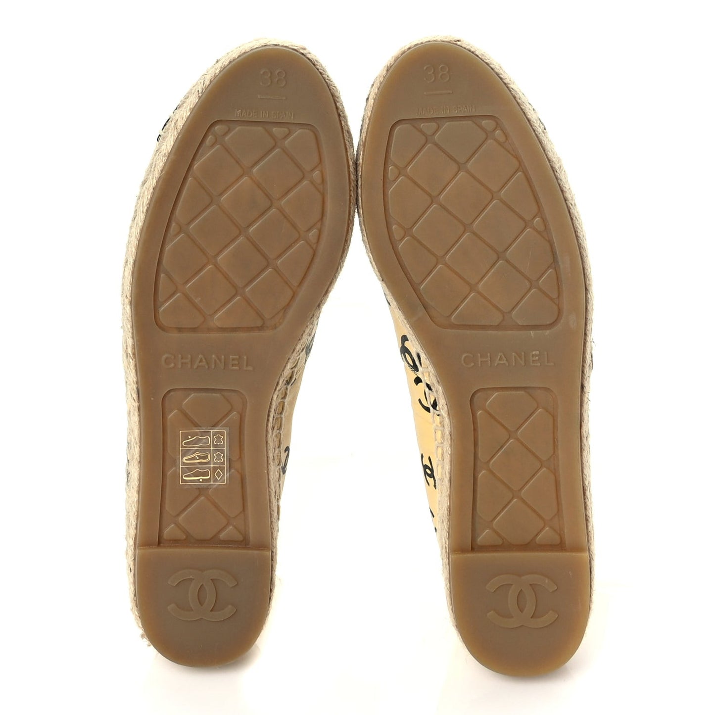 Lambskin Printed Coco Beach Espadrilles 38 Beige Black