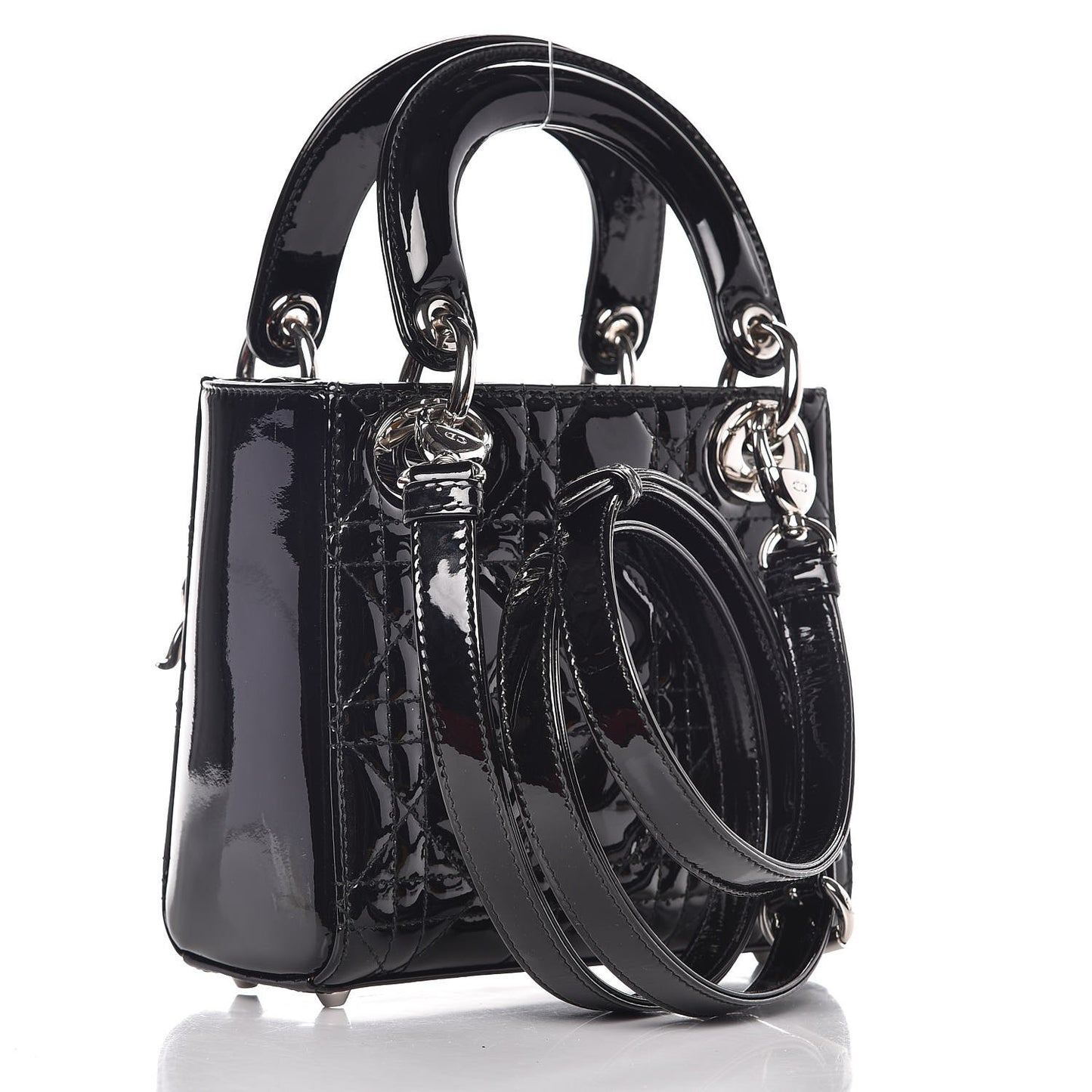 Patent Cannage Mini Lady Dior Black