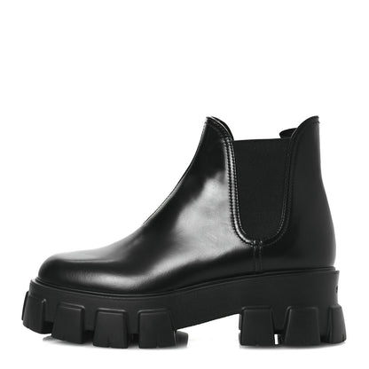 Prada Spazzolato Rois Monolith Chelsea 55mm Ankle Boots 41 Black 1 of 7