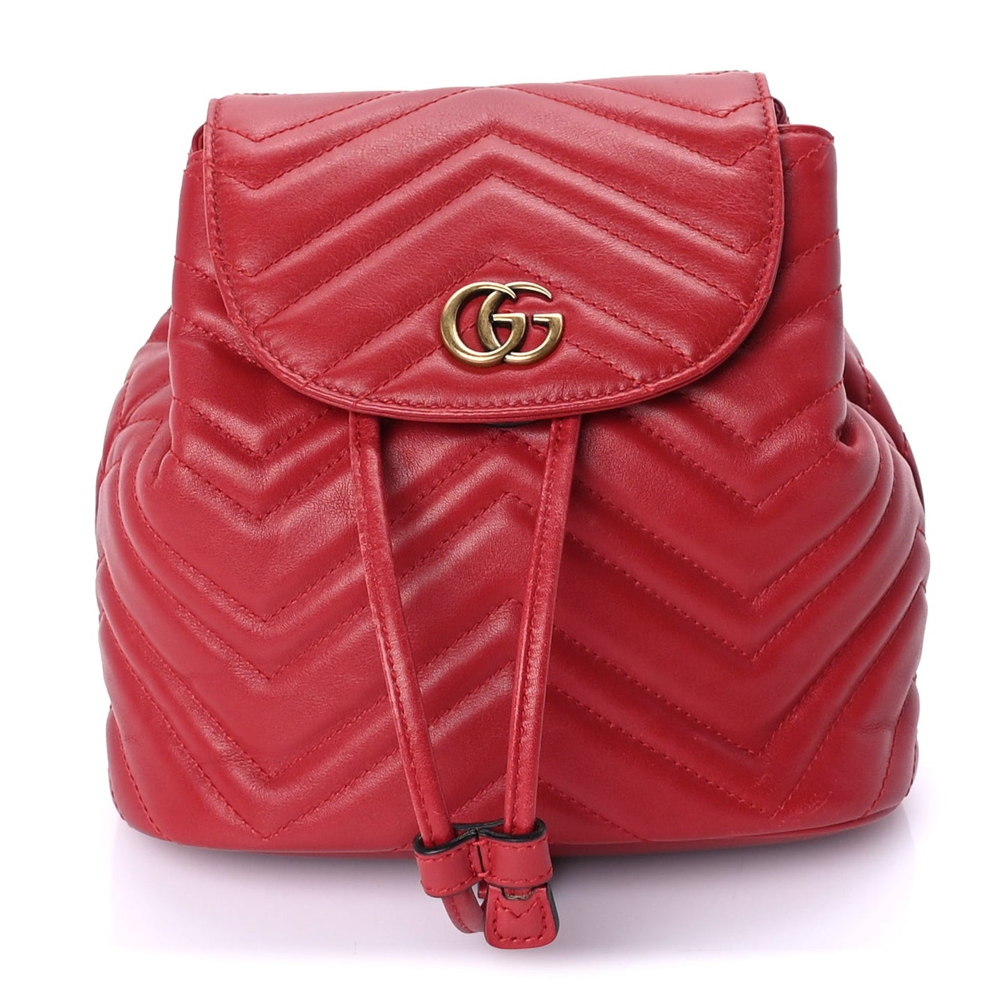 Calfskin Matelasse GG Marmont Flap Backpack Hibiscus Red
