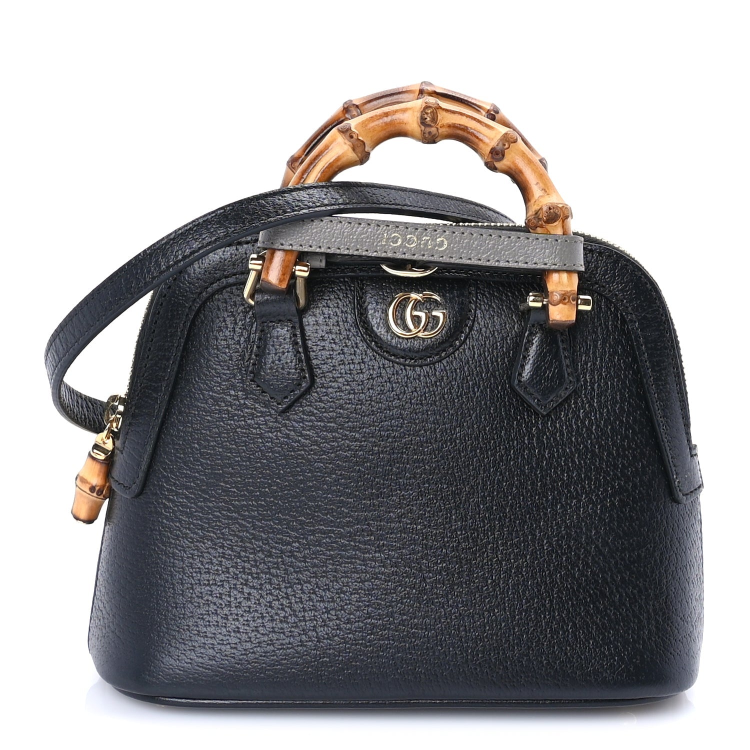 Gucci Textured Dollar Calfskin Mini Diana Dome Tote Bag  Black Dusty Grey 1 of 7
