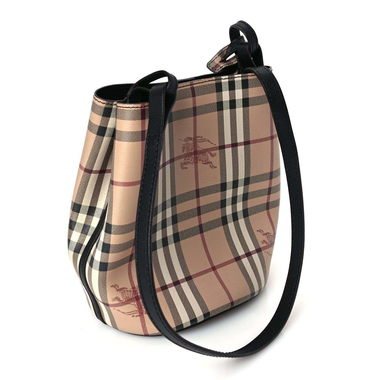 Burberry Haymarket Check Colours Small Lorne Bucket Crossbody Black 2 of 9