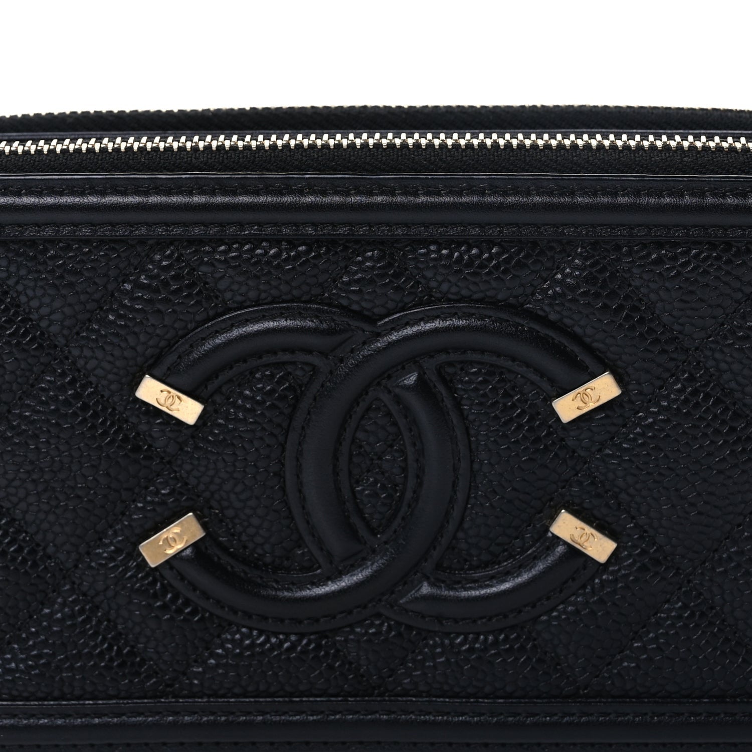 Chanel Caviar Quilted CC Filigree Clutch With Chain Black 6 of 8