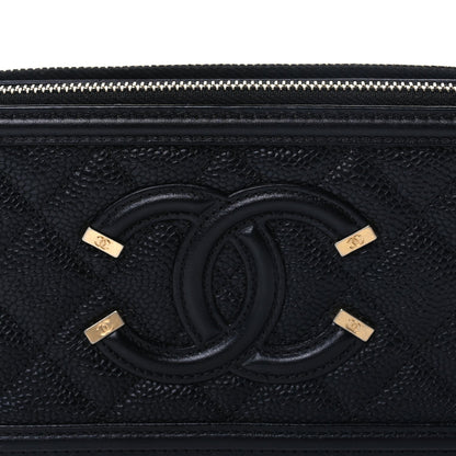 Chanel Caviar Quilted CC Filigree Clutch With Chain Black 6 of 8