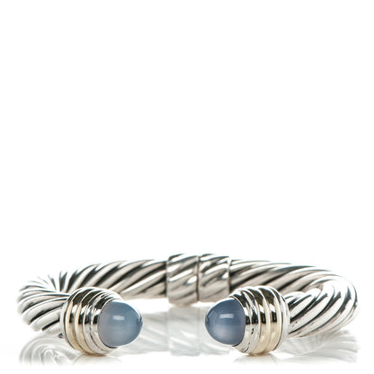 David Yurman Sterling Silver Chalcedony 10mm Cable Classics Bracelet 1 of 5