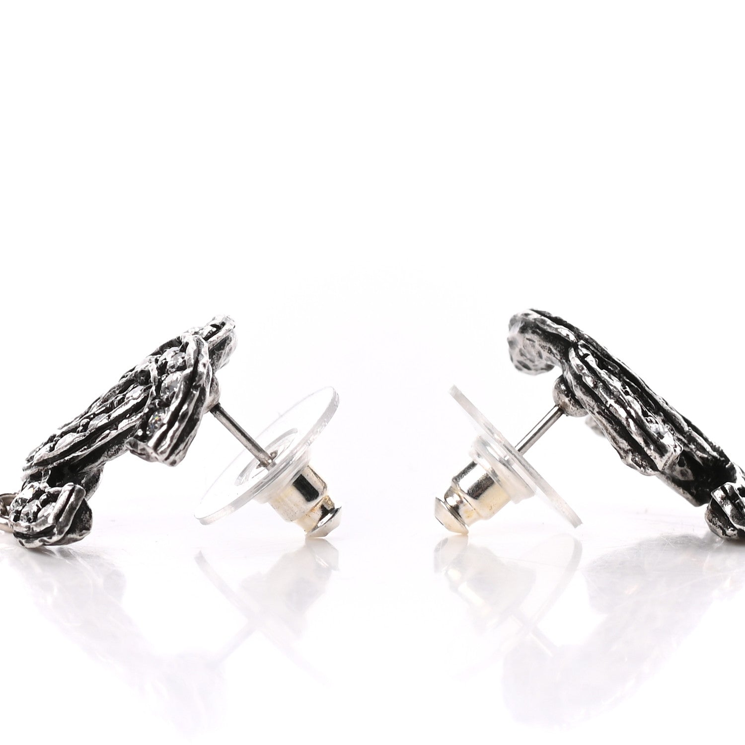 Chanel Ruthenium Crystal Pearl CC Drop Earrings 3 of 5