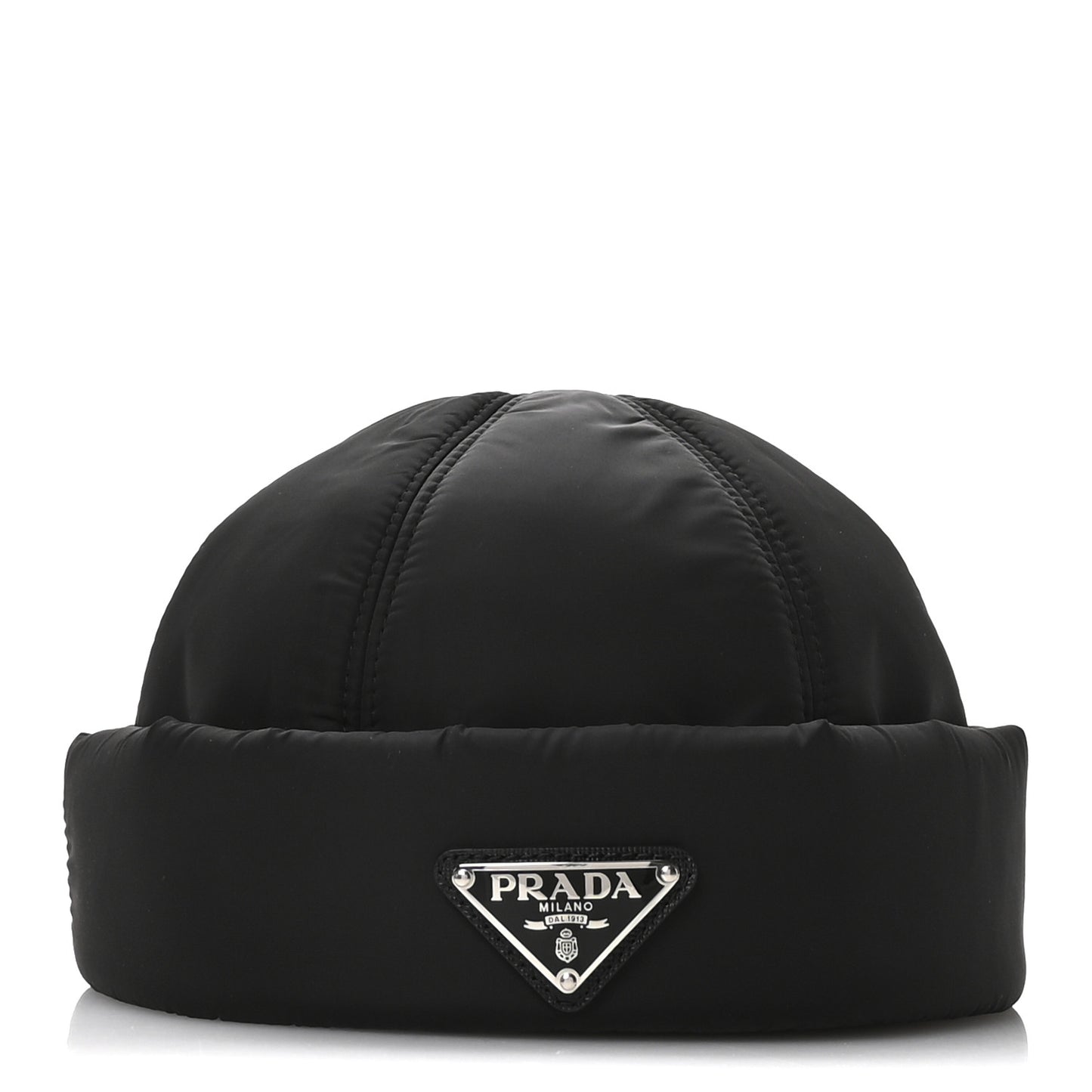 Re-Nylon Padded Metal Triangle Logo Mens Beanie M Black