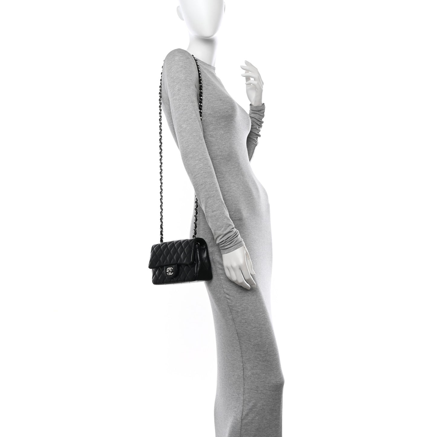 Lambskin Quilted Mini Rectangular Flap Black