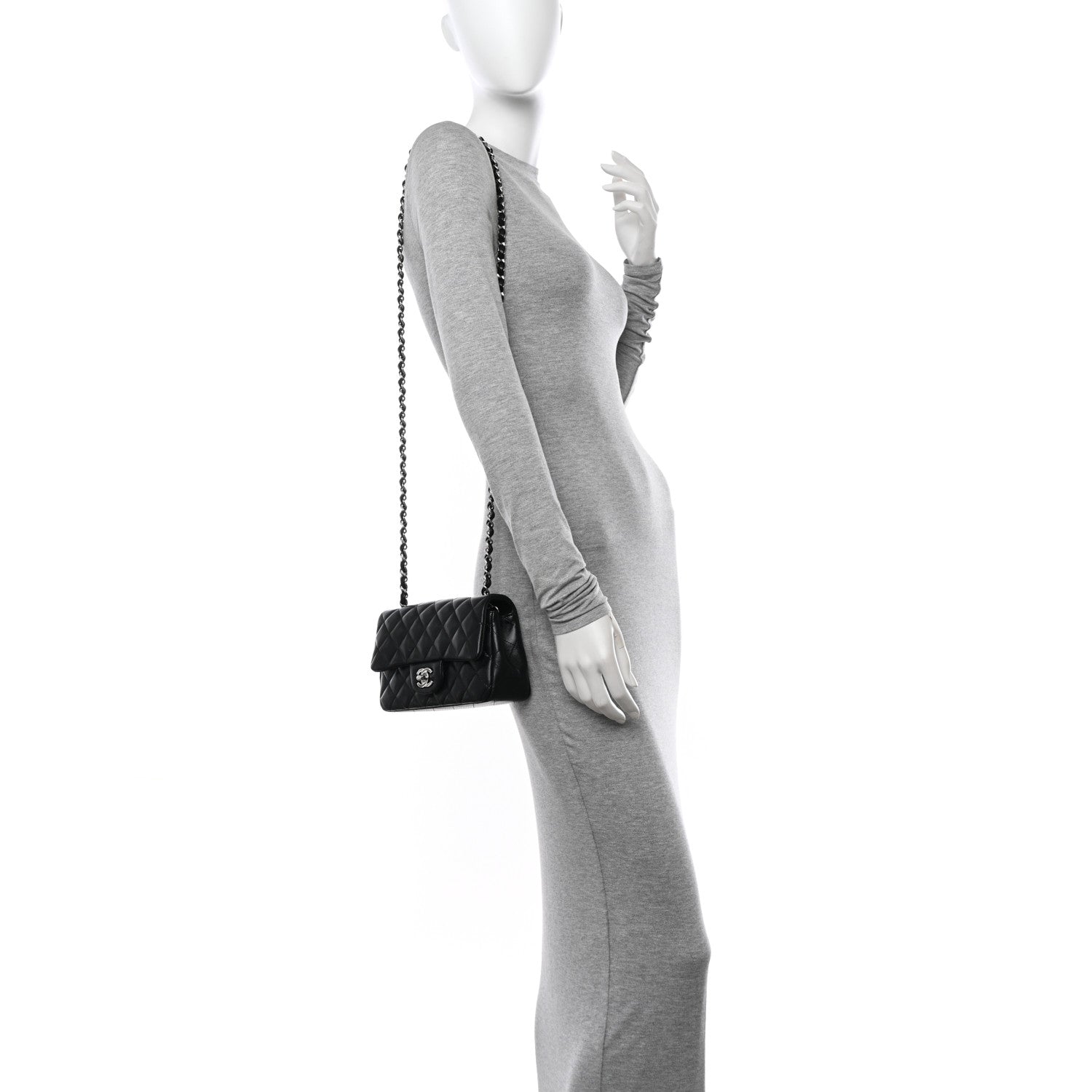 Chanel Lambskin Quilted Mini Rectangular Flap Black 3 of 13