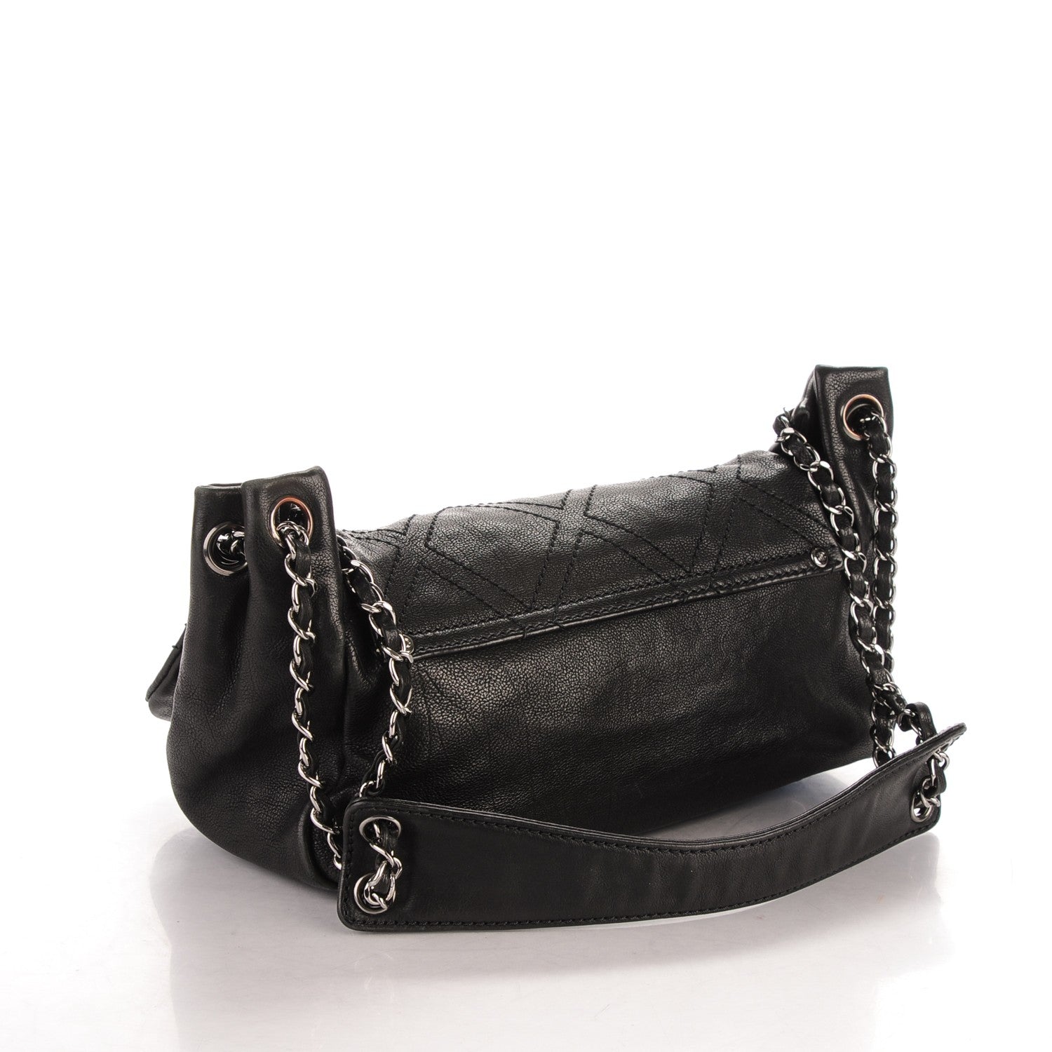 Chanel Calfskin Diamond Stitch Accordion Flap Black 3 of 9