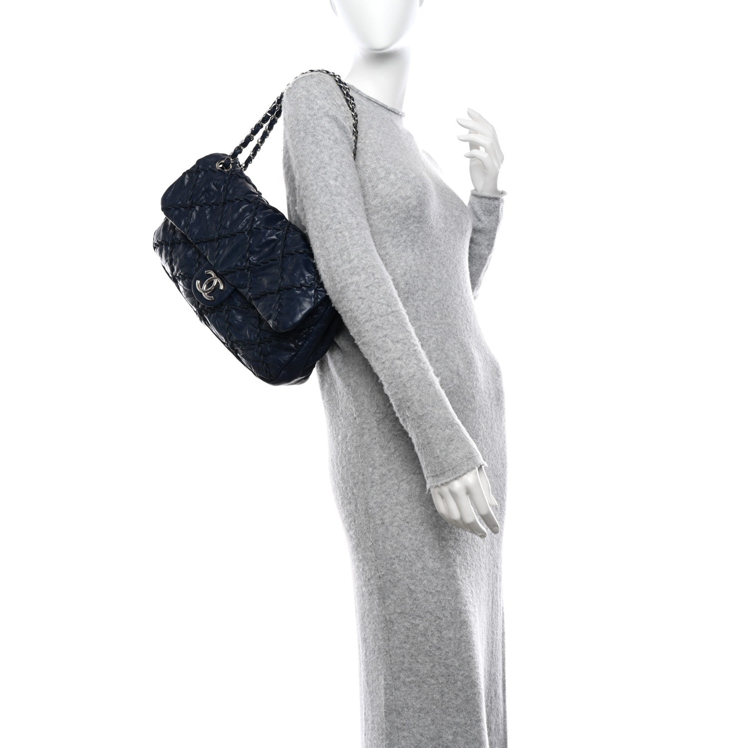 Chanel Calfskin Ultra Stitch Oversize Flap Navy 2 of 10
