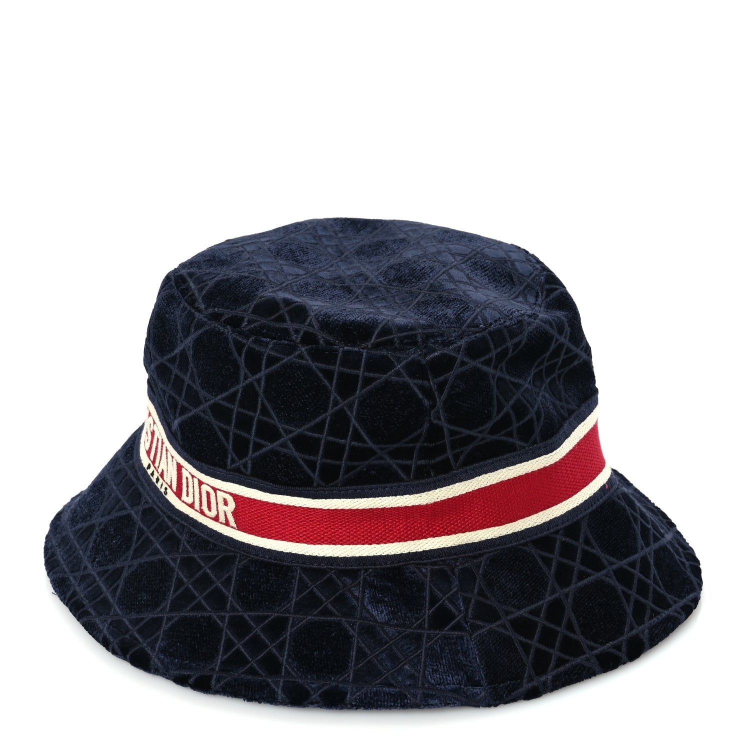 Christian Dior Velvet Cannage Bob Bucket Hat 57 Blue 4 of 8