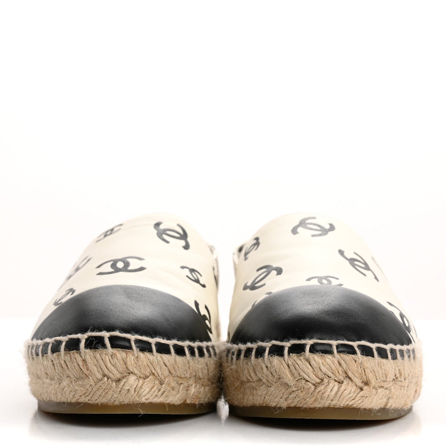 Lambskin Printed CC Espadrilles 38 White Black
