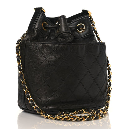 Chanel Lambskin Diamond Stitched CC Drawstring Shoulder Bag Black 3 of 13