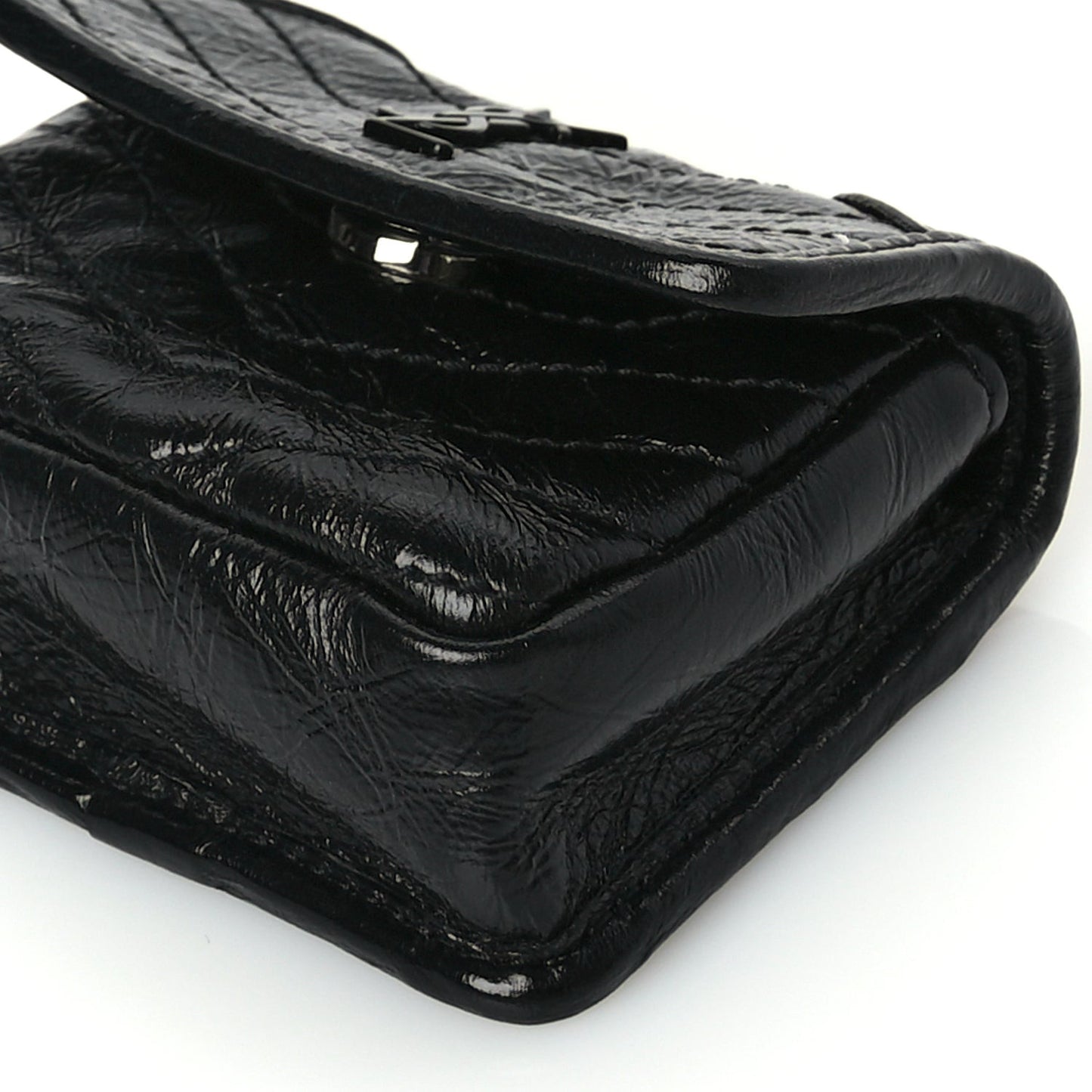 Crinkled Calfskin Matelasse Monogram Niki Airpods Holder Micro Bag Black