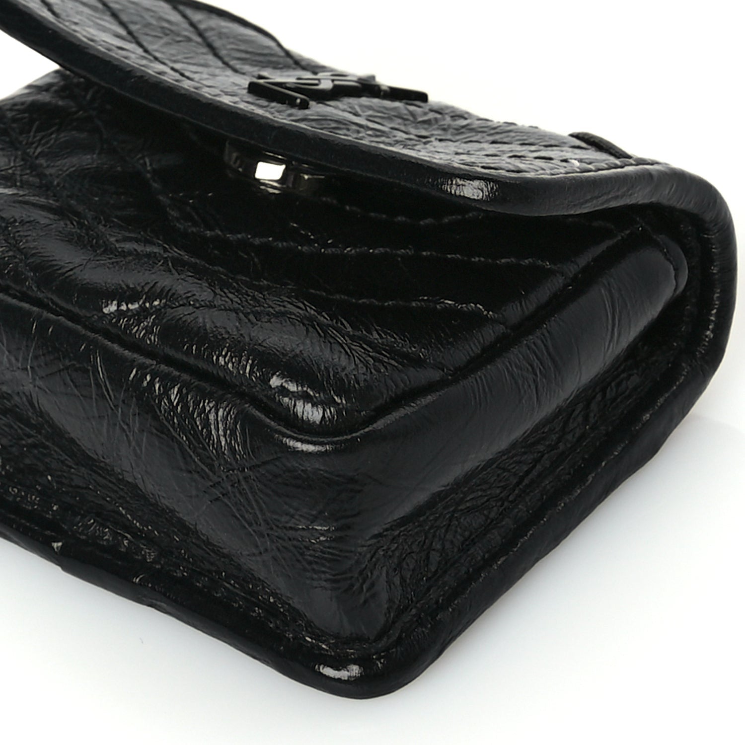 Saint Laurent Crinkled Calfskin Matelasse Monogram Niki Airpods Holder Micro Bag Black 8 of 9