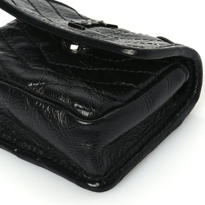 Saint Laurent Crinkled Calfskin Matelasse Monogram Niki Airpods Holder Micro Bag Black 8 of 9