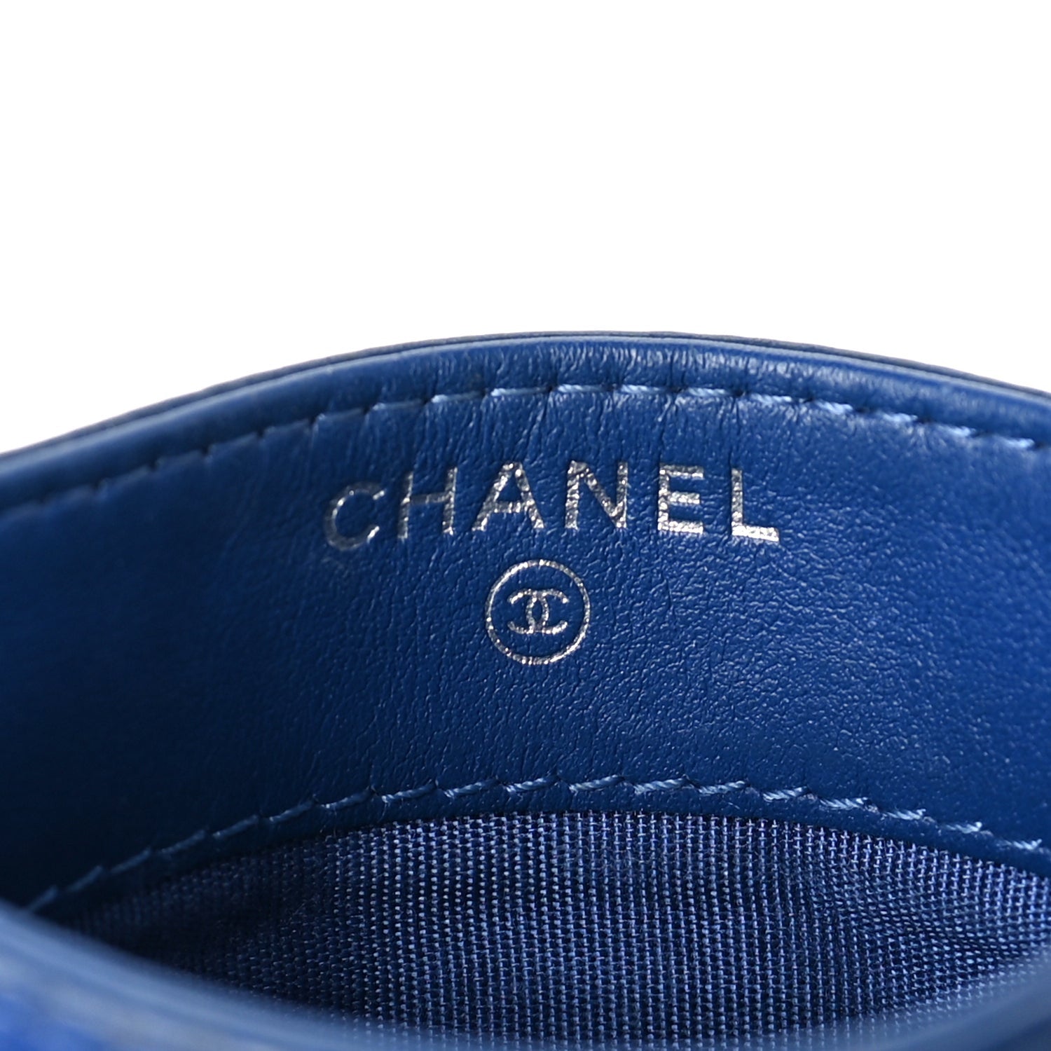 Chanel Caviar Chevron Quilted Boy Card Holder Blue 7 of 8