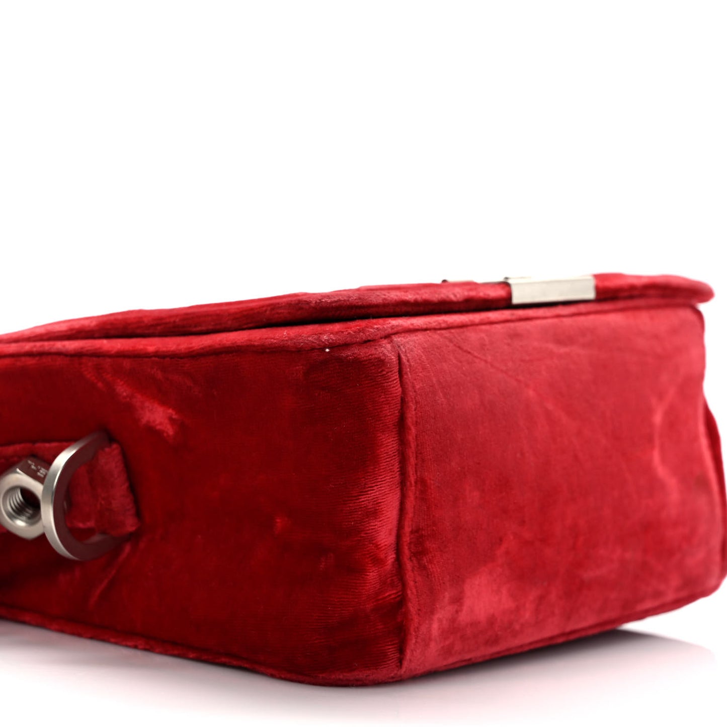 Velvet Diag Binder Flap Bag Red