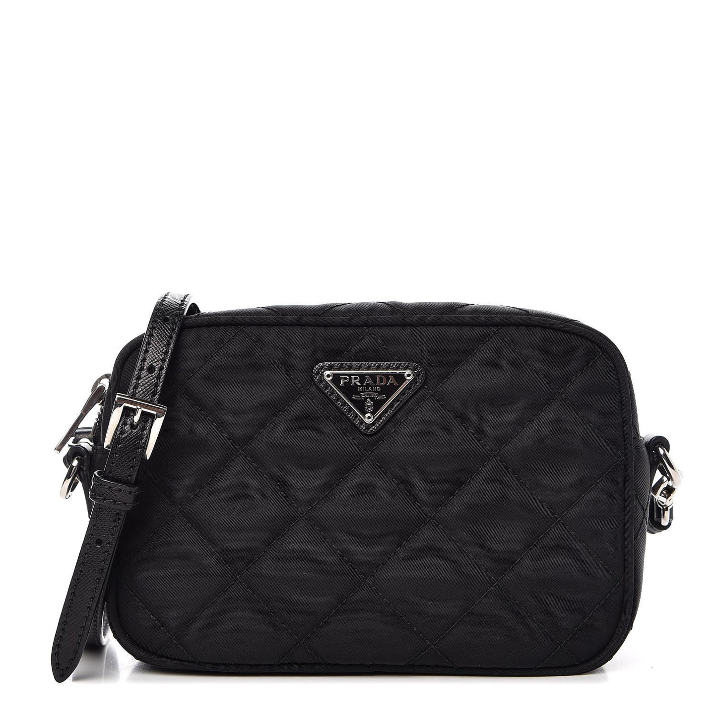 Nylon Tessuto Impuntu Quilted Crossbody Bag Black
