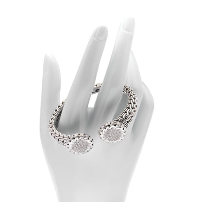 John Hardy Sterling Silver Diamond Classic Chain Kick Cuff Bracelet 2 of 6