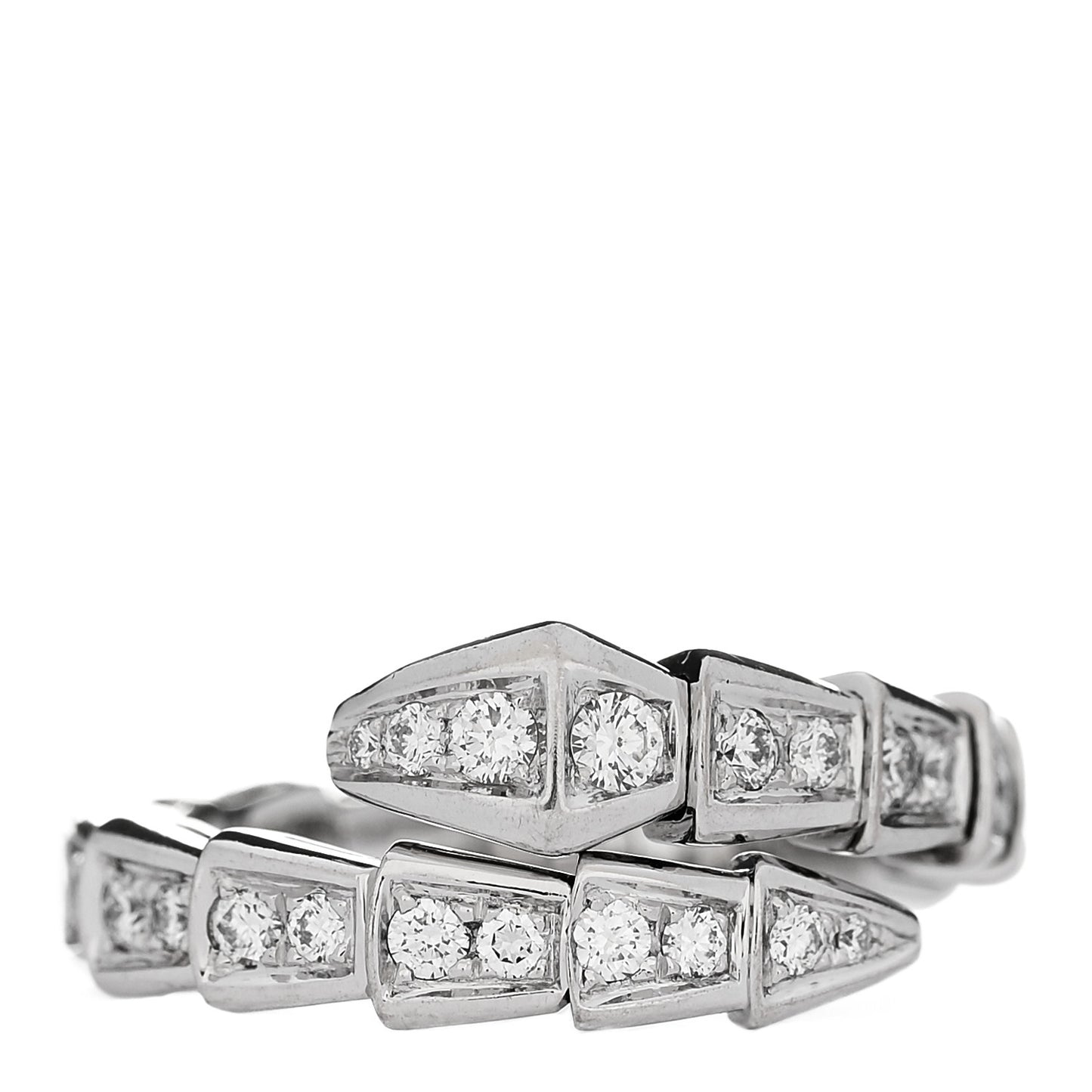 18K White Gold Diamond Serpenti Viper Pave Ring S