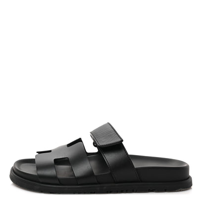 Hermes Calfskin Womens Chypre Sandals 35.5 Black 1 of 10
