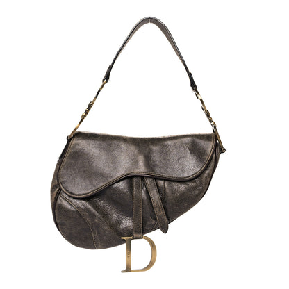 Christian Dior Distressed Calfskin Saddle Bag Brown 1 of 10