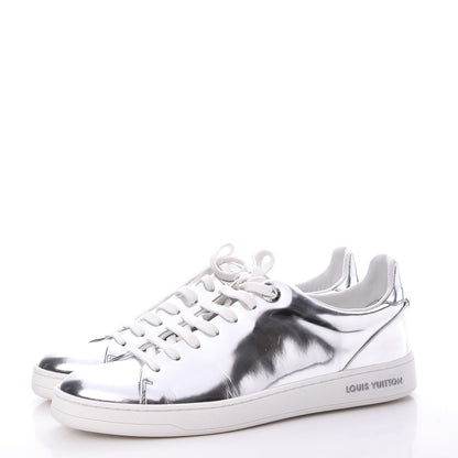 Louis Vuitton Metallic Calfskin Frontrow Sneakers 37.5 Silver 3 of 9