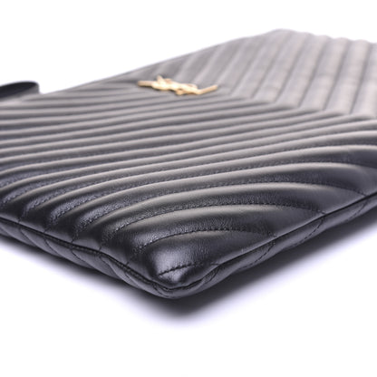 Saint Laurent Calfskin Matelasse Chevron Monogram Document Holder Black 6 of 12
