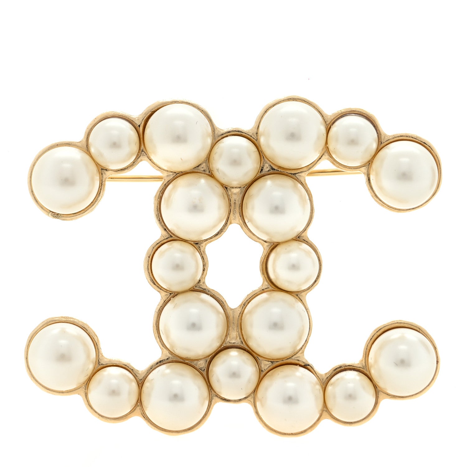Chanel Pearl CC Brooch Gold Pearly White 1 of 3