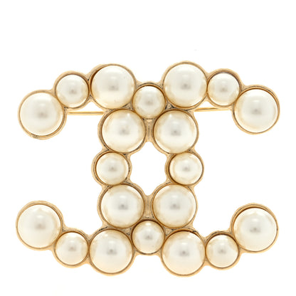 Chanel Pearl CC Brooch Gold Pearly White 1 of 3