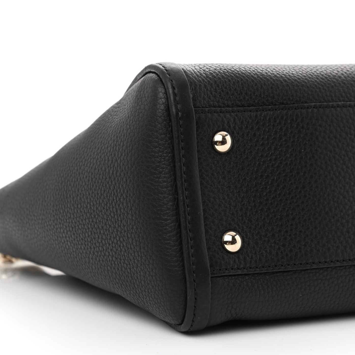 Pebbled Calfskin Small Soho Top Handle Bag Black
