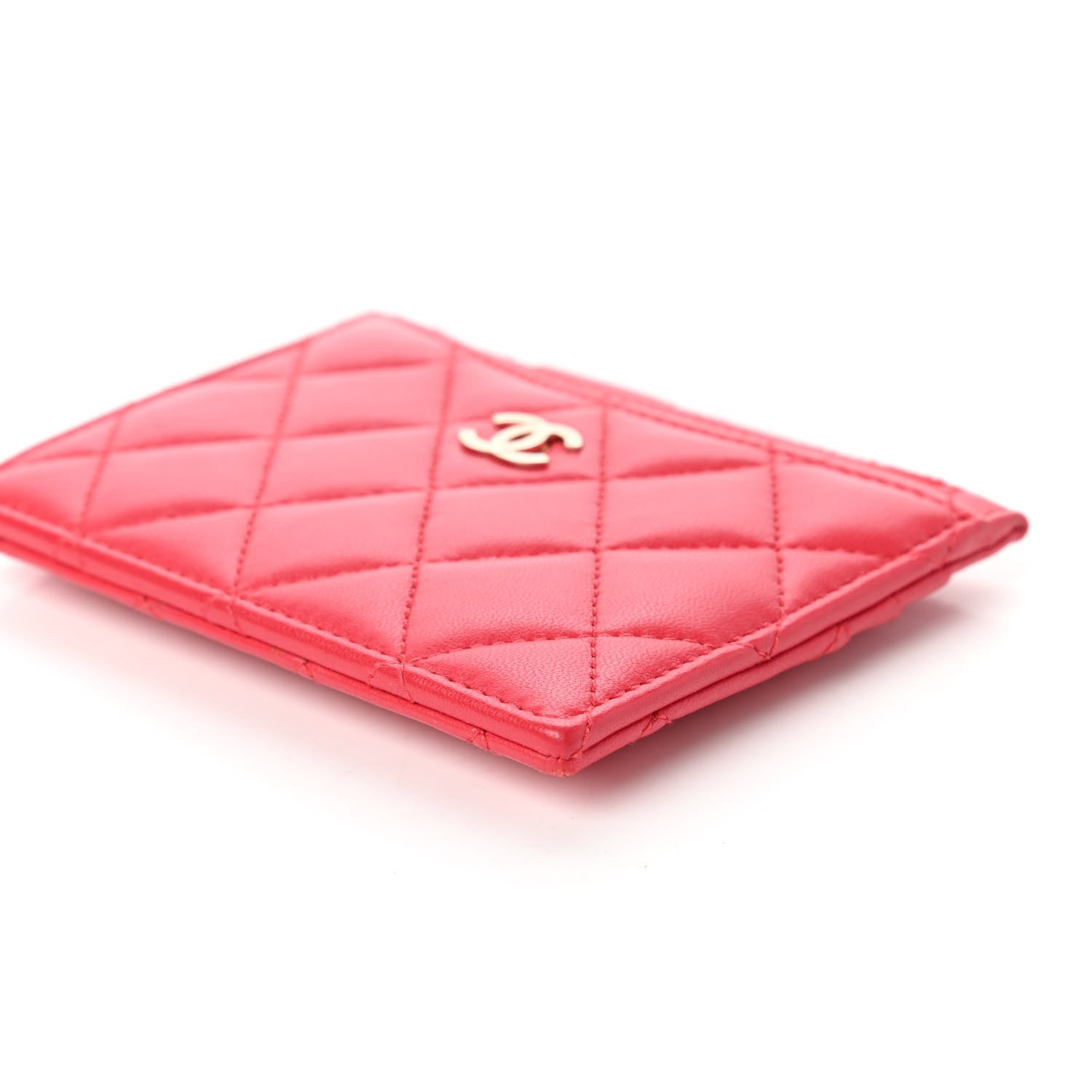 Chanel Lambskin Quilted Zip Card Holder Red 7 of 10