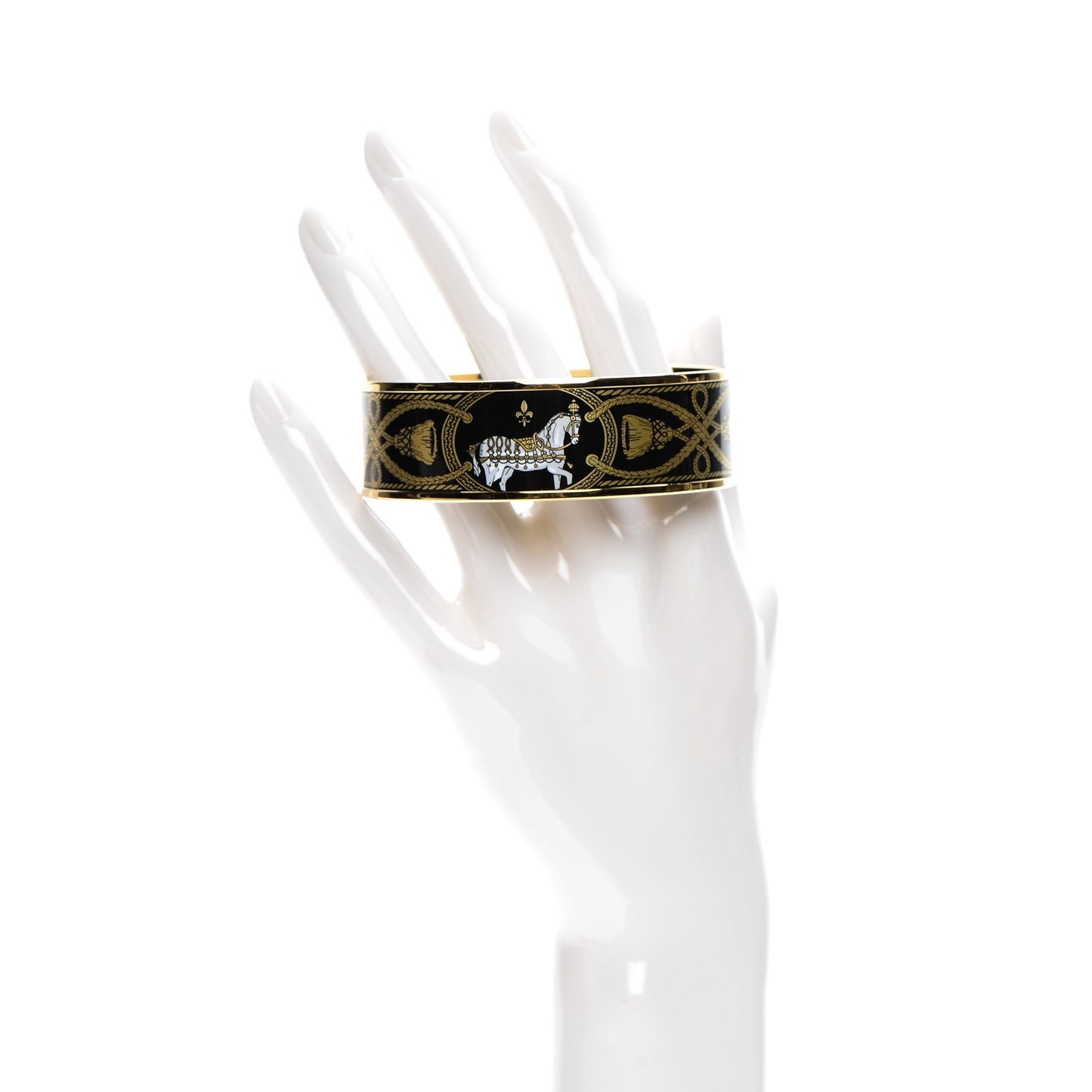 Enamel Printed Wide Grand Apparat Bracelet 70 Black