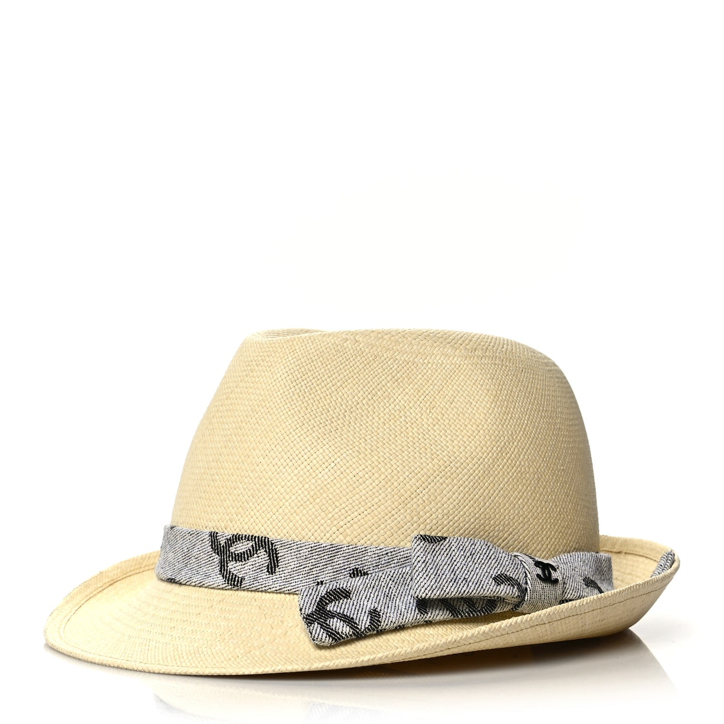Straw CC Fedora Hat M Beige