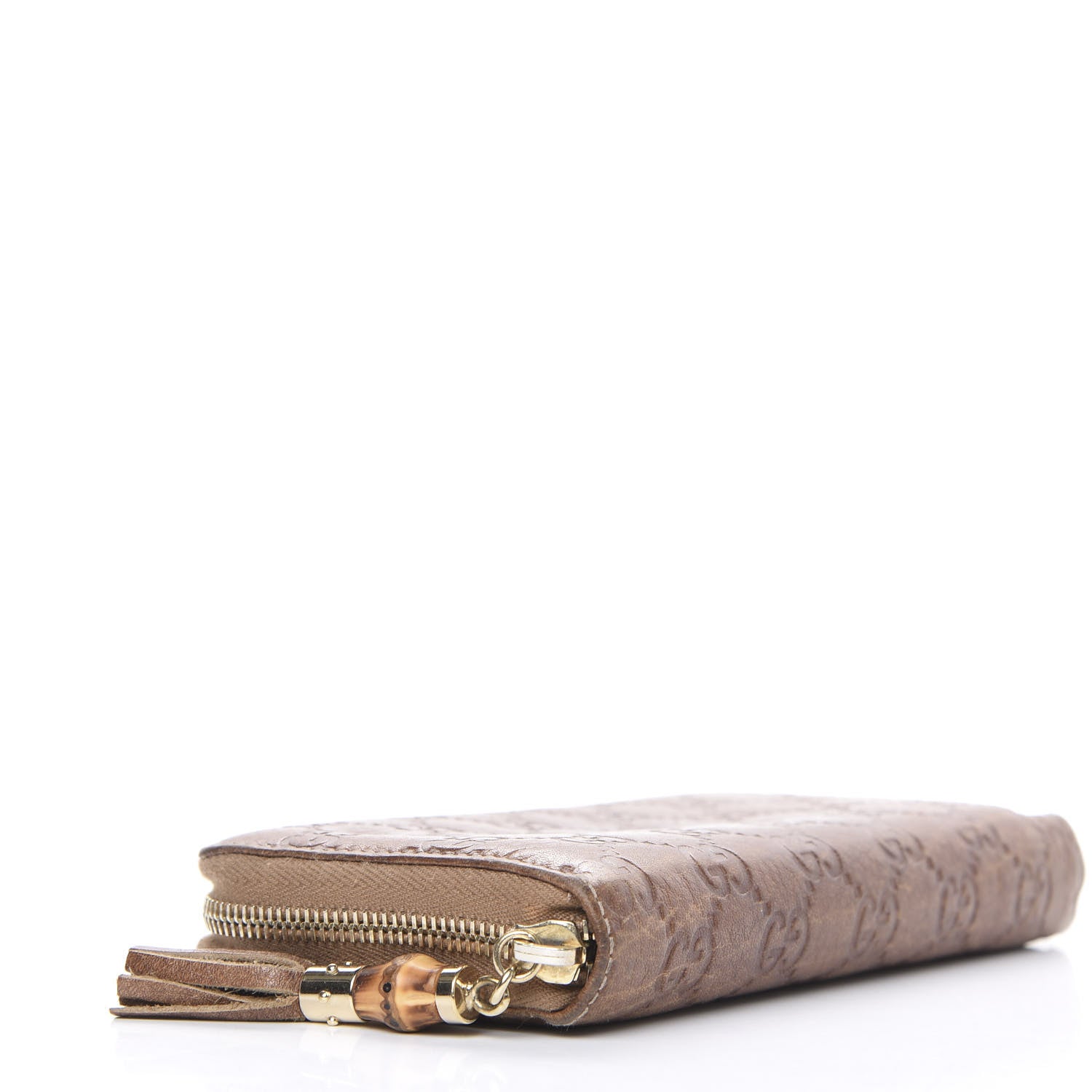 Gucci Guccissima Bamboo Tassel Zip Around Wallet Light Brown 4 of 15