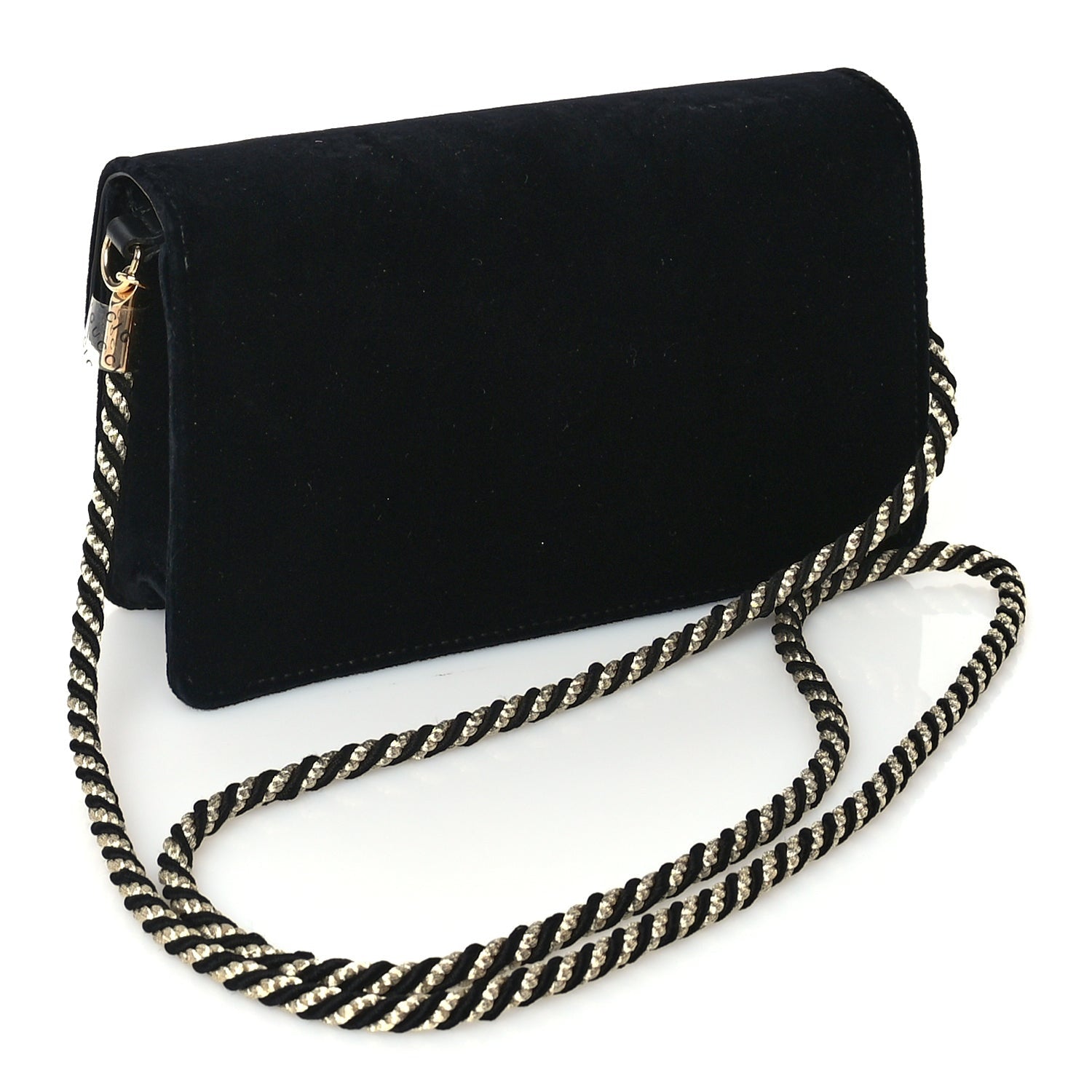 Gucci Velvet Crystal Square G Shoulder Bag  Black 3 of 9