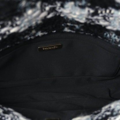 Chanel Tweed Shearling Large Flap Bag Blue Black 4 of 9