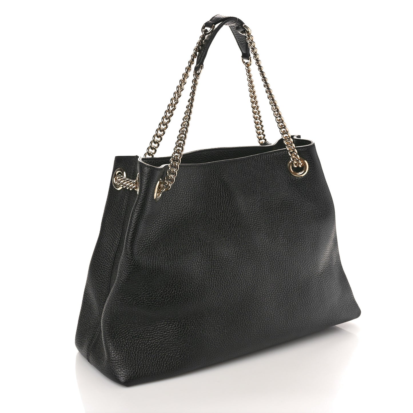Pebbled Calfskin Medium Soho Chain Shoulder Bag Black