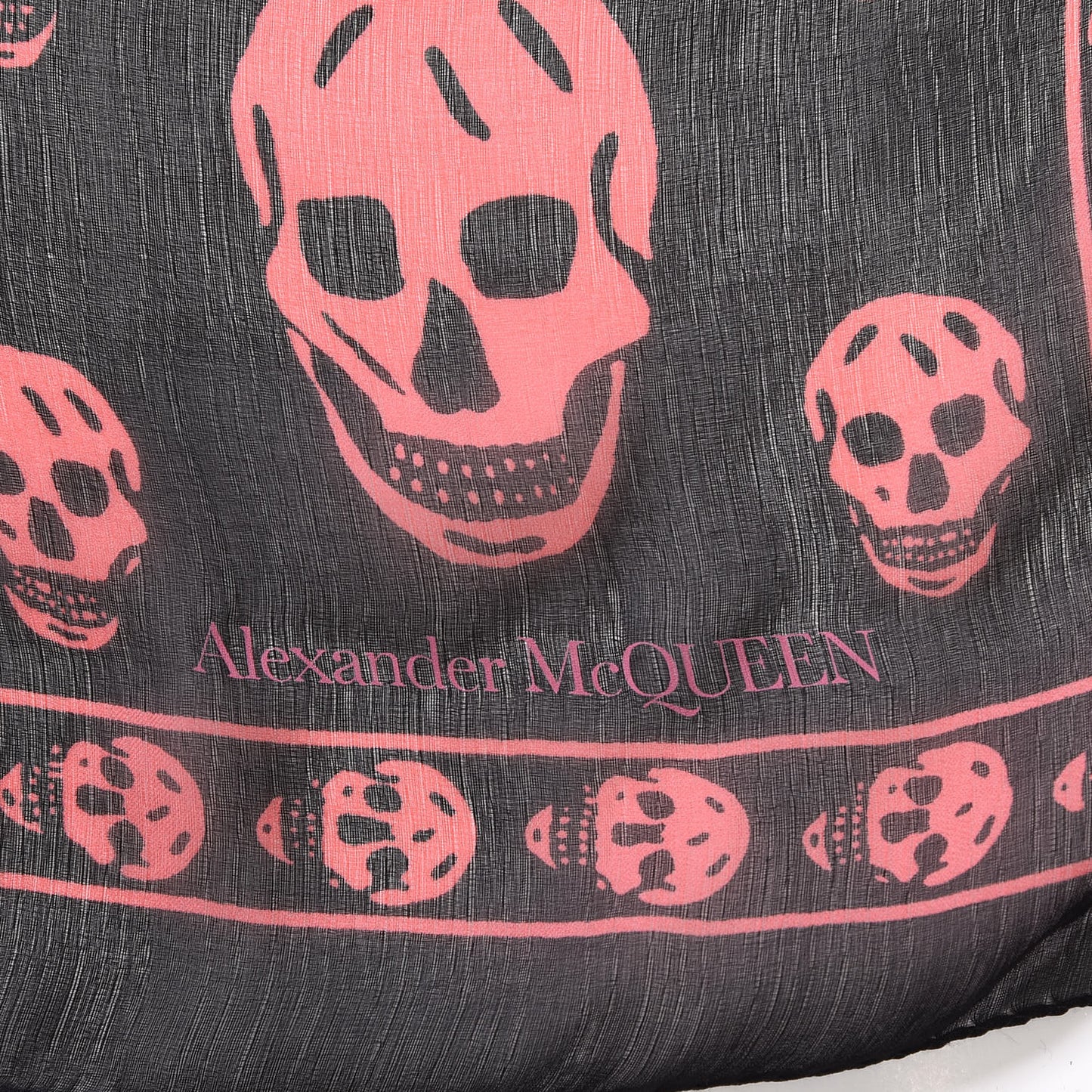 Silk Chiffon Skull Scarf Black Pink
