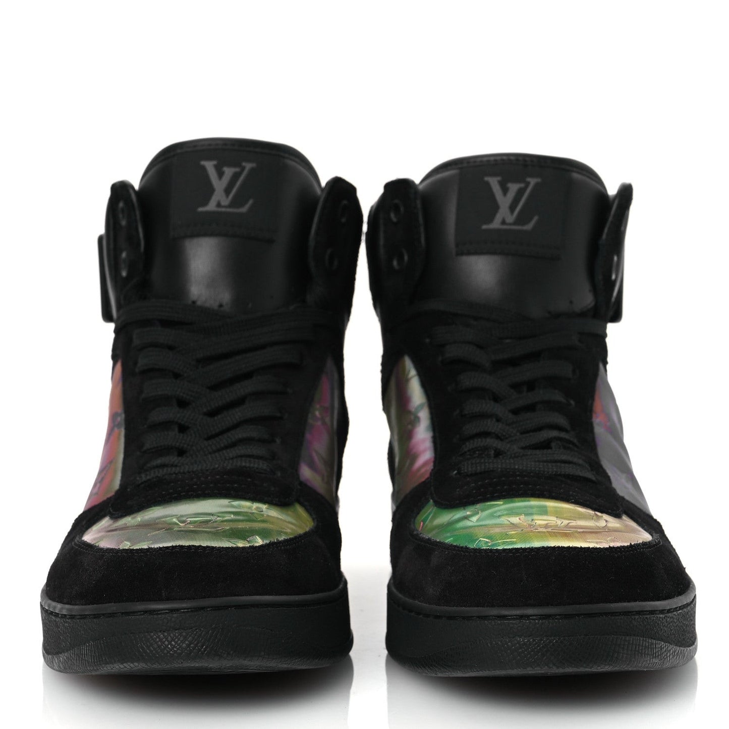 Suede Monogram Mens Rivoli High Top Sneakers Black Multicolor